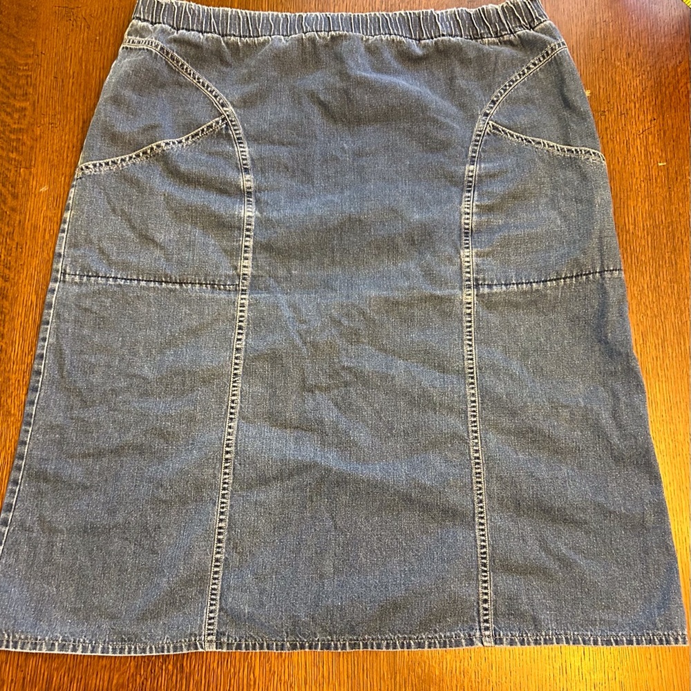 Cute Elastic Waist Denim Skirt w/ Pockets